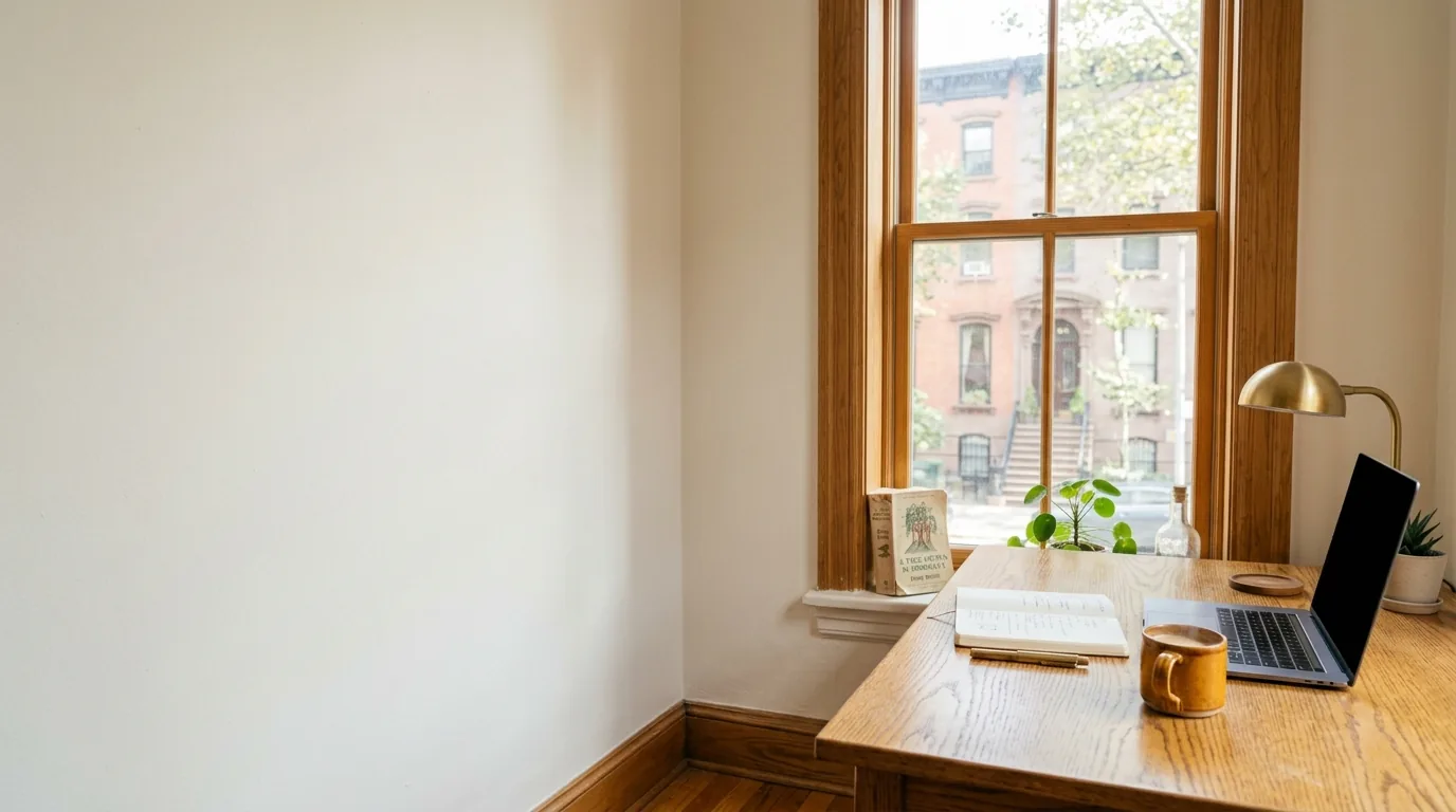 Home office desk with laptop and notebook, the starting point for making money online from home